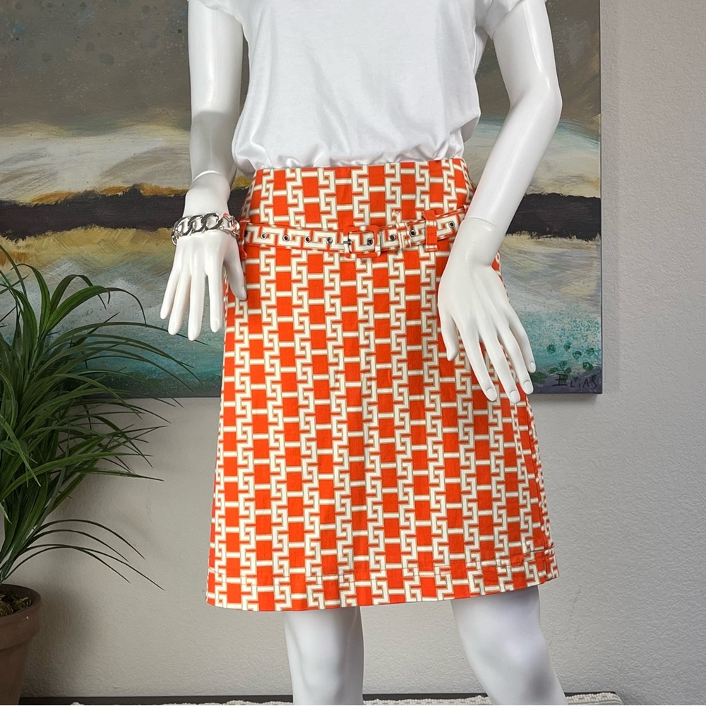 VINTAGE 🔥Tommy Hilfiger🔥 Abstract Belted Skirt Size 6 - Picture 9 of 11